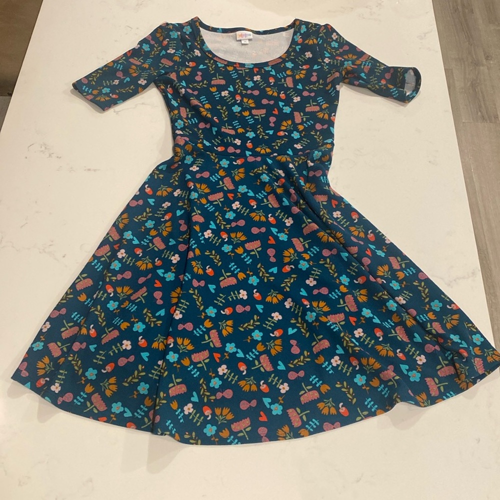 Lularoe 3/4 Sleeve Sundress ~ Floral / Mushroom Pattern 🍄🌸